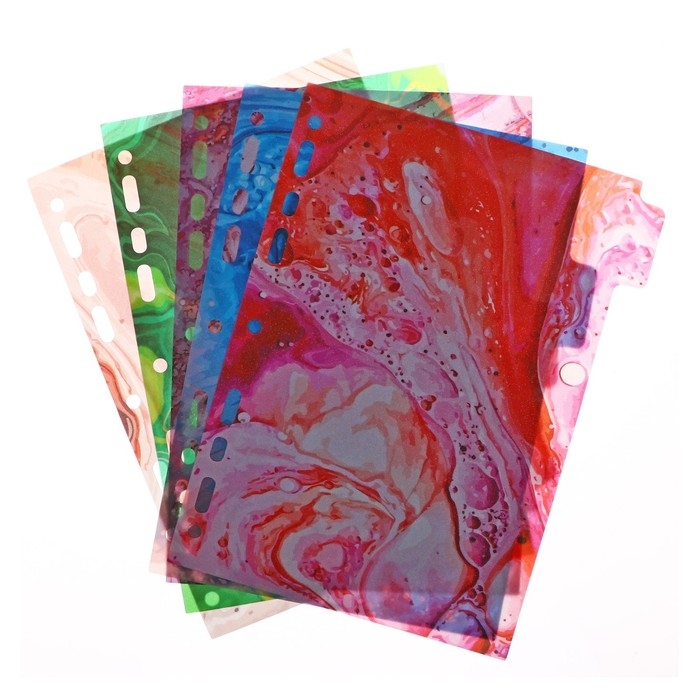 Разделитель листов A5 (175 x 210 мм) цветовой, 5 листов, Разделитель листов A5 (175 x 210 мм) цветовой, 5 листов, "deVENTE. Marandi. Sparkl" полипропилен 140 мкм, искрящаяся фактура, с рисунком, индивидуальная упаковка