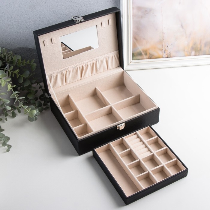 Шкатулка кожзам для украшений  Шкатулка кожзам для украшений "Текстура" 8х29х23,5 см