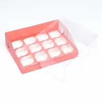 Кондитерская складная коробка для 12 капкейков 31×23.5×10 см, розовая
