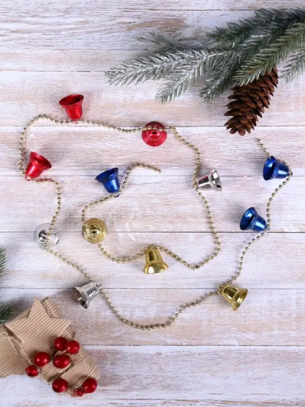 Бусы на ёлку &laquo;Разноцветные колокольчики&raquo;, длина 1.1 м