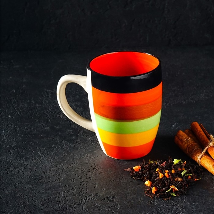 Кружка Доляна «Индия», 300 мл, керамика, цвет оранжевый