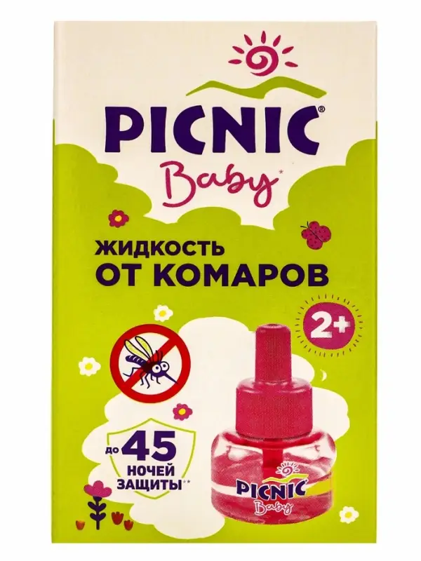 Дополнительный флакон-жидкость от комаров Picnic Baby, с экстрактом ромашки, 45 ночей, 30 мл
