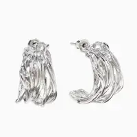 Серьги-кольца &laquo;Витые&raquo; тренд, цвет серебро