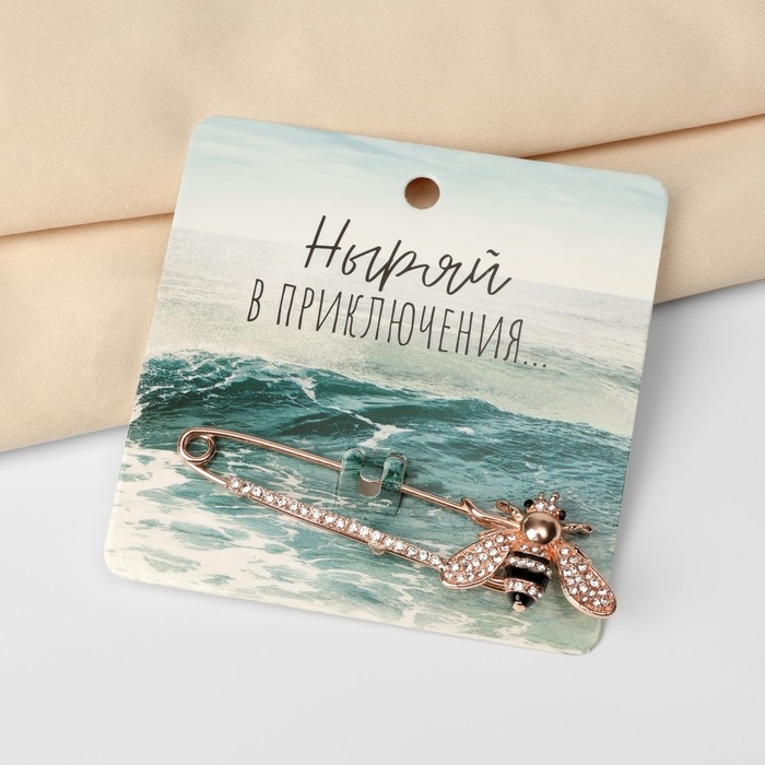 Булавка «Пчела» со стразами, 7,5 см, цвет чёрно-белый в розовом золоте Булавка «Пчела» со стразами, 7,5 см, цвет чёрно-белый в розовом золоте