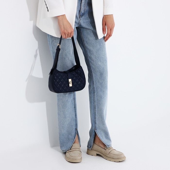 Сумка-багет на молнии, цвет синий