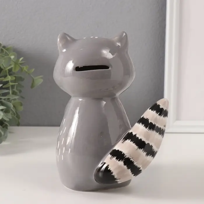 Копилка для денег &laquo;Енот с малышом&raquo;, керамика, 12.3&times;12.5&times;17.7 см