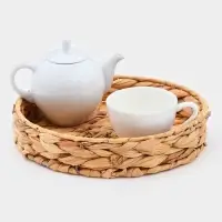 Корзинка для подачи Доляна &laquo;Камыш&raquo;, d=24 см, плетёная, из соломы
