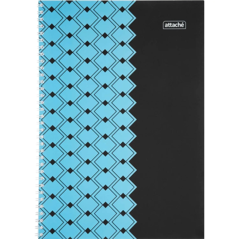 Бизнес-тетрадь А4 60л Attache Персия Голуб/Черн клет, 65г, греб, ВД-лак