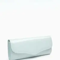 Сумка-клатч женская вечерняя на магните, на длинной цепочке, лаковая, бирюзовая