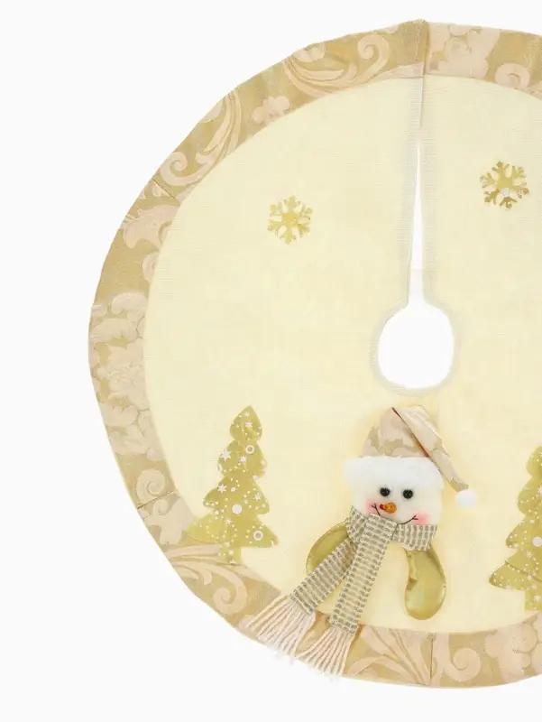 Коврик под ёлку &laquo;Снеговик и ёлочки&raquo; d=57 см, бело-золотой