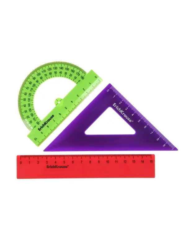 Набор геометрический малый ErichKrause Reef: линейка, угольник, транспортир, МИКС