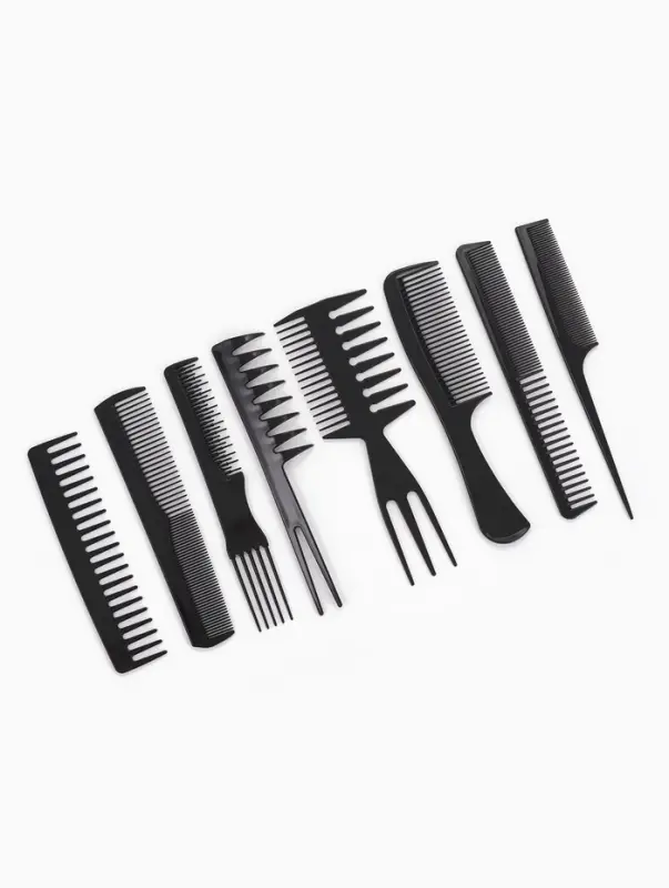 Набор расчёсок, 8 предметов, чёрный