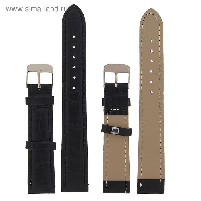Ремешок для часов Ремешок для часов "Соломон", 18 мм, экокожа, l-19 см, черный