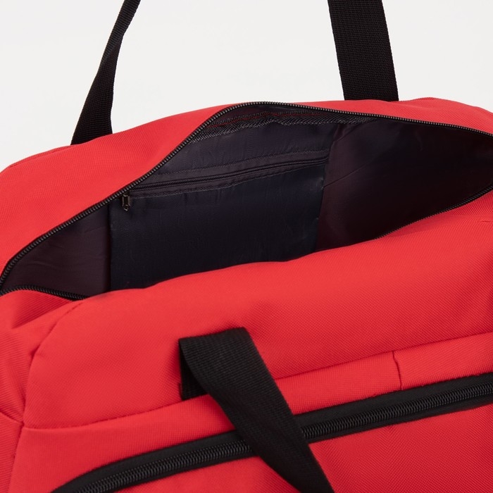 Сумка спортивная на молнии, 2 наружных кармана, средний размер, цвет красный