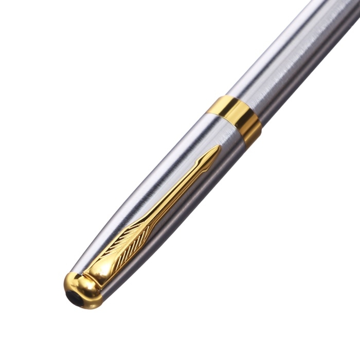 Ручка подарочная шариковая в кожзам футляре поворотная ПБ корпус серебро/золото Ручка подарочная шариковая в кожзам футляре поворотная ПБ корпус серебро/золото