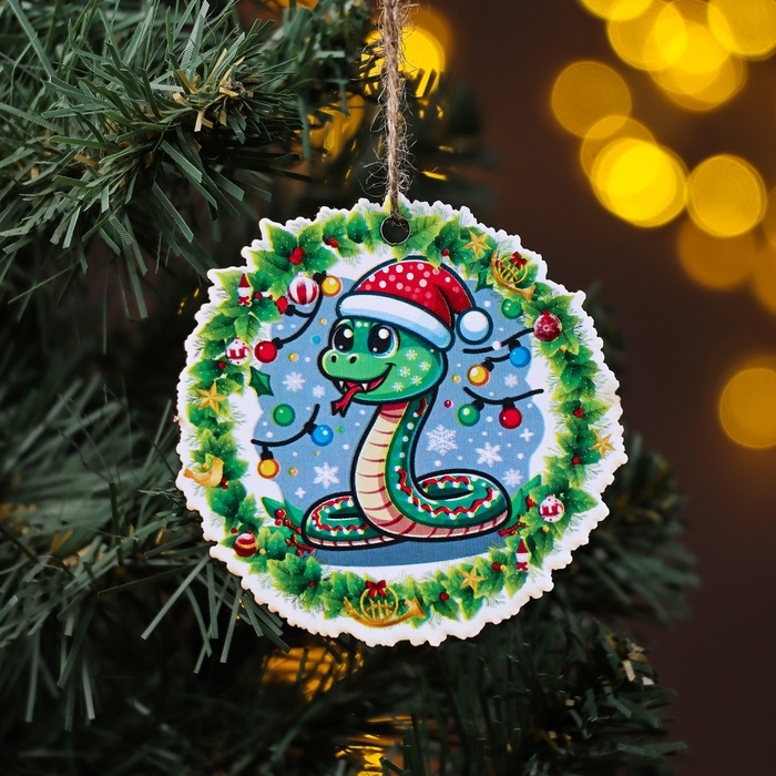 Новый год. Новогоднее украшение 2025 символ года Новый год. Новогоднее украшение 2025 символ года "Змейка в венке" цветное
