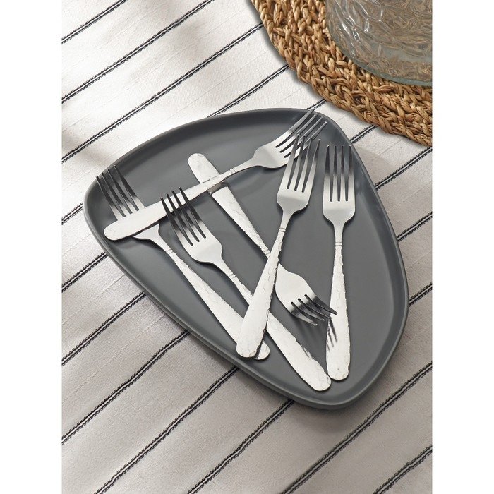 Набор вилок столовых Доляна «Соты», h=20 см, 6 шт, цвет серебряный Набор вилок столовых Доляна «Соты», h=20 см, 6 шт, цвет серебряный