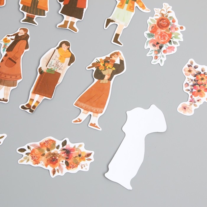 Наклейки для творчества Наклейки для творчества "Девушки и цветы. Оранжевое настроение"4х8 см н-р 40 шт 0,5х12х8 см