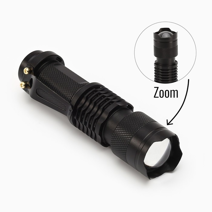 Фонарь ручной, 3 Вт, LED, zoom, дальность луча 200 м, AA, 2.5 x 9.1 см Фонарь ручной, 3 Вт, LED, zoom, дальность луча 200 м, AA, 2.5 x 9.1 см