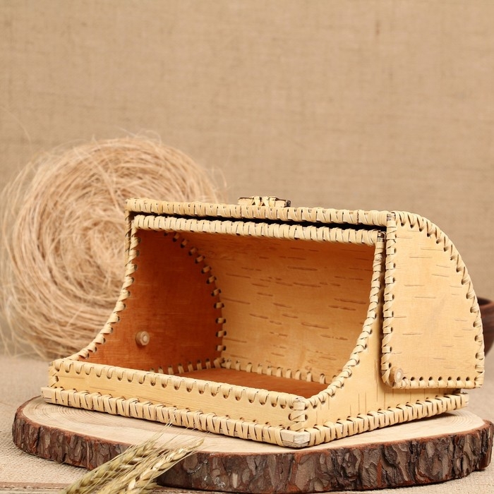 Хлебница Хлебница "Лесные птицы", 24,5 х 20 х 14,5 см, береста