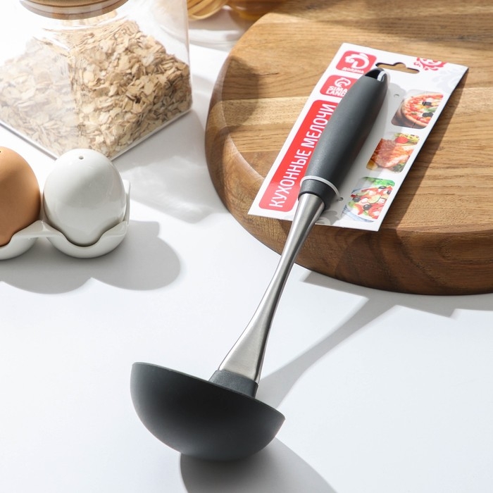 Половник Доляна «Дождь», 32 см, 100 мл, цвет серый Половник Доляна «Дождь», 32 см, 100 мл, цвет серый