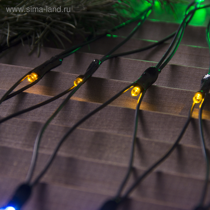 Гирлянда «Сеть» 2 х 1.5 м , IP44, УМС, тёмная нить, 192 LED, свечение мульти, 220 В