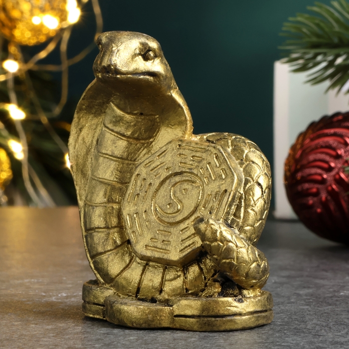 Новый год. Символ 2025. Фигура Новый год. Символ 2025. Фигура "Змея Инь-Ян" старое золото, 6х5х4см