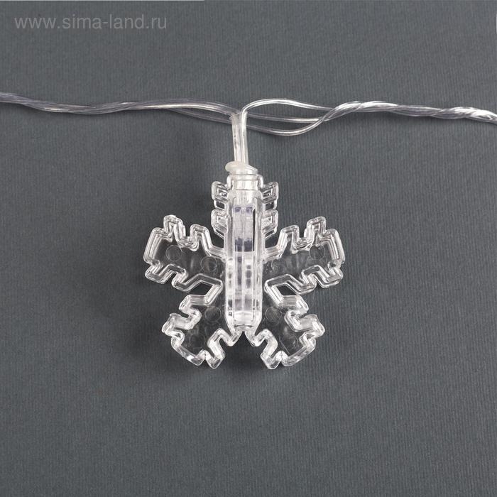 Гирлянда «Нить» 4.5 м с насадками «Прищепки-снежинки», IP20, прозрачная нить, 20 LED, свечение белое, 220 В