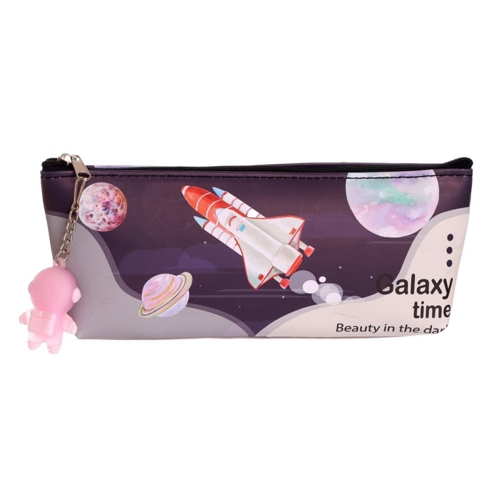 Пенал школьный на молнии, с подвеской, Пенал школьный на молнии, с подвеской, "Космонавт", МИКС