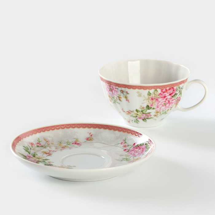 Чайная пара фарфоровая «Цветочный вальс», 275 мл Чайная пара фарфоровая «Цветочный вальс», 275 мл