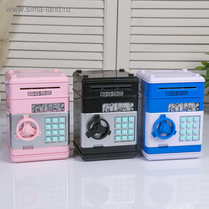 Копилка пластик для монет и купюр Копилка пластик для монет и купюр"Сейф "кодовый замок, звук 3АА МИКС 19,5х12,3х13 см