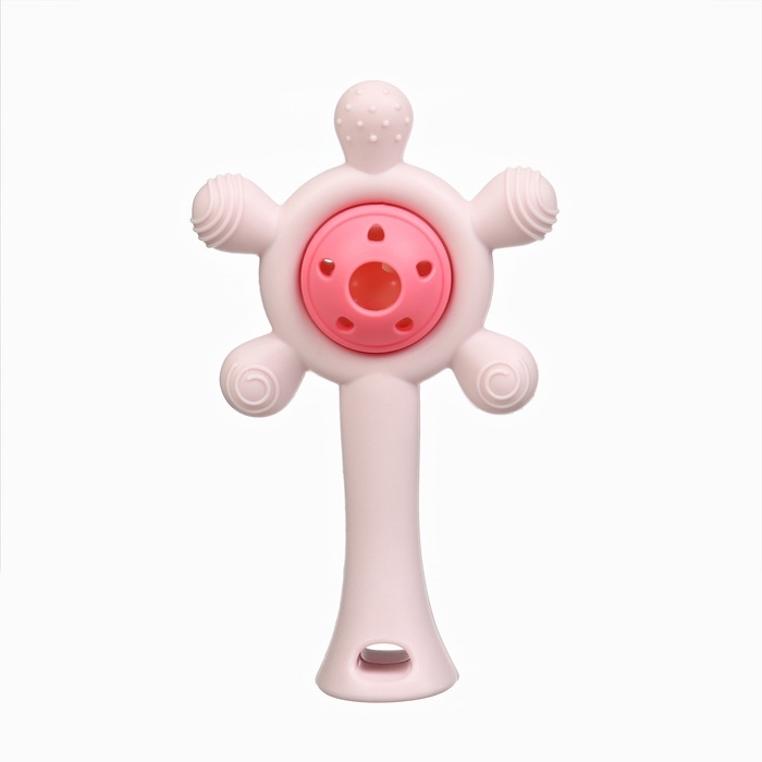 Прорезыватель силиконовый с погремушкой «Малыш», цвет розовый, Крошка Я Прорезыватель силиконовый с погремушкой «Малыш», цвет розовый, Крошка Я