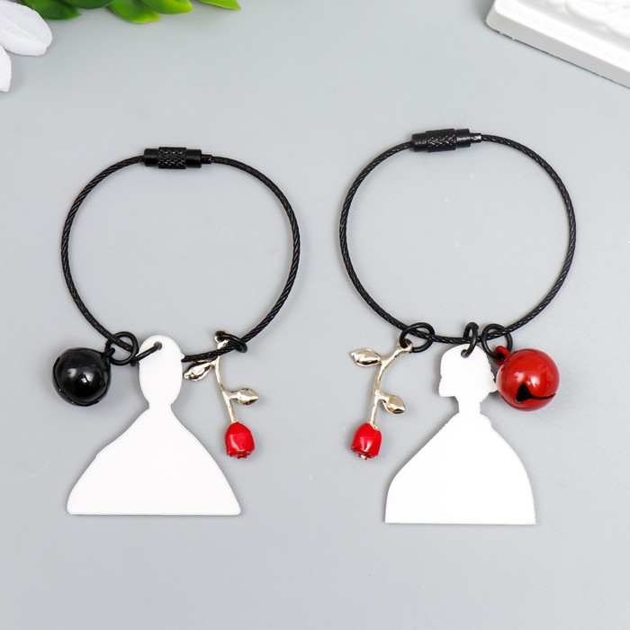 Брелок акрил на тросе с колокольчиком "Парочка в очках леннонах" набор 2 шт