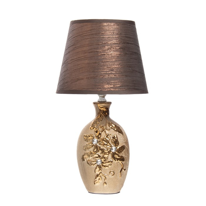 Лампа настольная керамика "Цветы-лиана" бронза, стразы Е14 40Вт 38х20х20 см