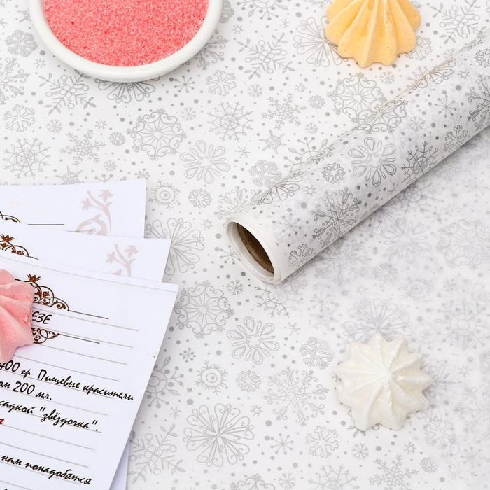 Бумага силиконизированная «Снежинки», серебряные, для выпечки, 0,38 х 5 м Бумага силиконизированная «Снежинки», серебряные, для выпечки, 0,38 х 5 м