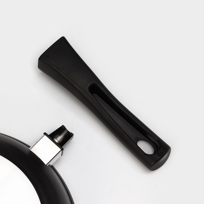 Сковорода «Традиция», d=24 см, стеклянная крышка, съёмная ручка, антипригарное покрытие, цвет чёрный Сковорода «Традиция», d=24 см, стеклянная крышка, съёмная ручка, антипригарное покрытие, цвет чёрный