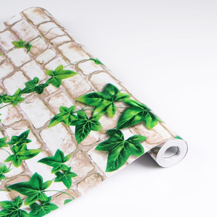 Пленка самоклеящаяся Кирпич с вьюнком 10м*45см Пленка самоклеящаяся Кирпич с вьюнком 10м*45см