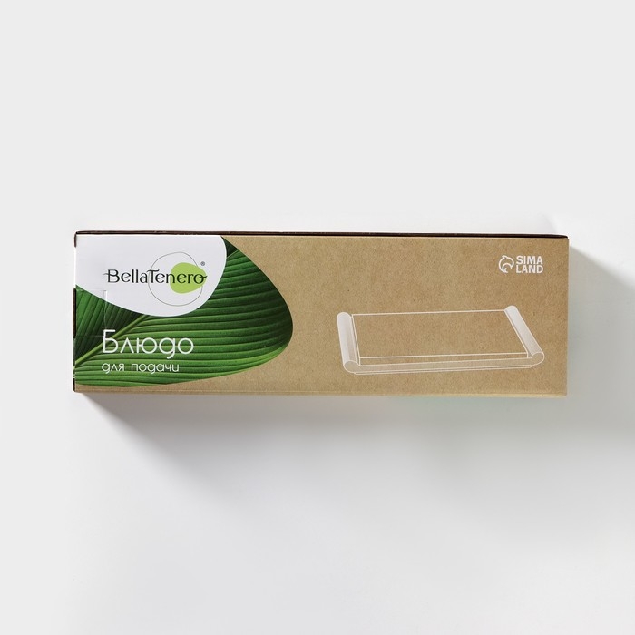 Блюдо для подачи фарфоровое с вставкой из бамбука BellaTenero, 29,5×9×2,3 см Блюдо для подачи фарфоровое с вставкой из бамбука BellaTenero, 29,5×9×2,3 см