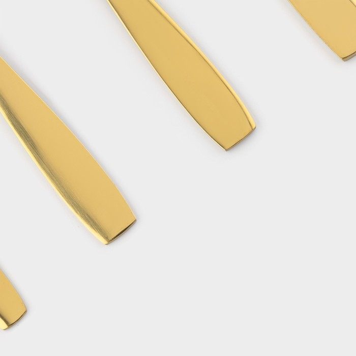 Набор столовых приборов из нержавеющей стали «Золото», 24 предмета, на подставке, цвет золотой Набор столовых приборов из нержавеющей стали «Золото», 24 предмета, на подставке, цвет золотой