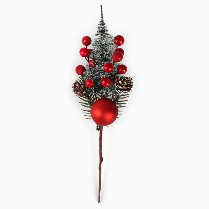 Новогодний декор, веточка  "Зимние настроение" 30х11х7 см