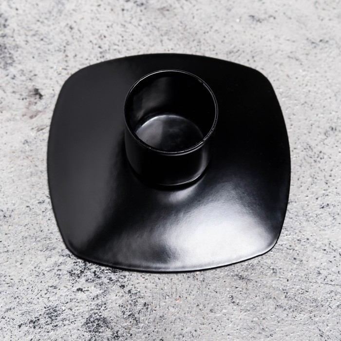 Подсвечник Подсвечник "Квадрат" металл на 1 свечу, 7х3 см, чёрный муар