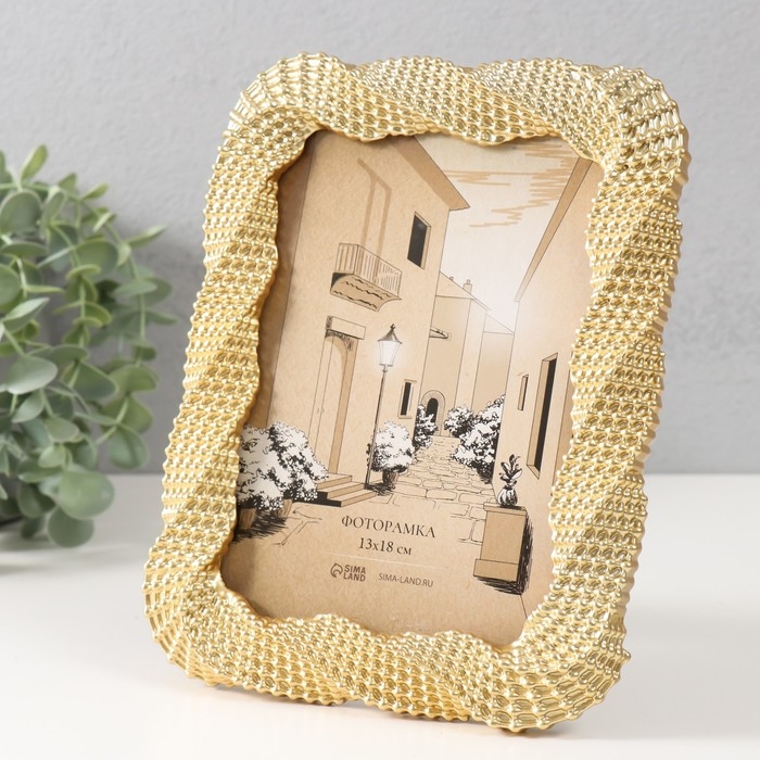 Фоторамка полистоун 13х18 см Фоторамка полистоун 13х18 см "Ожерелье" золото 17,7х1,8х23 см