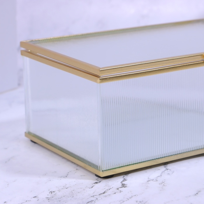 Органайзер для хранения «RIPPLES», с крышкой, стеклянный, с зеркальным дном, с крышкой, 1 секция, 17 × 10,5 × 7 см, цвет прозрачный/медный Органайзер для хранения «RIPPLES», с крышкой, стеклянный, с зеркальным дном, с крышкой, 1 секция, 17 × 10,5 × 7 см, цвет прозрачный/медный