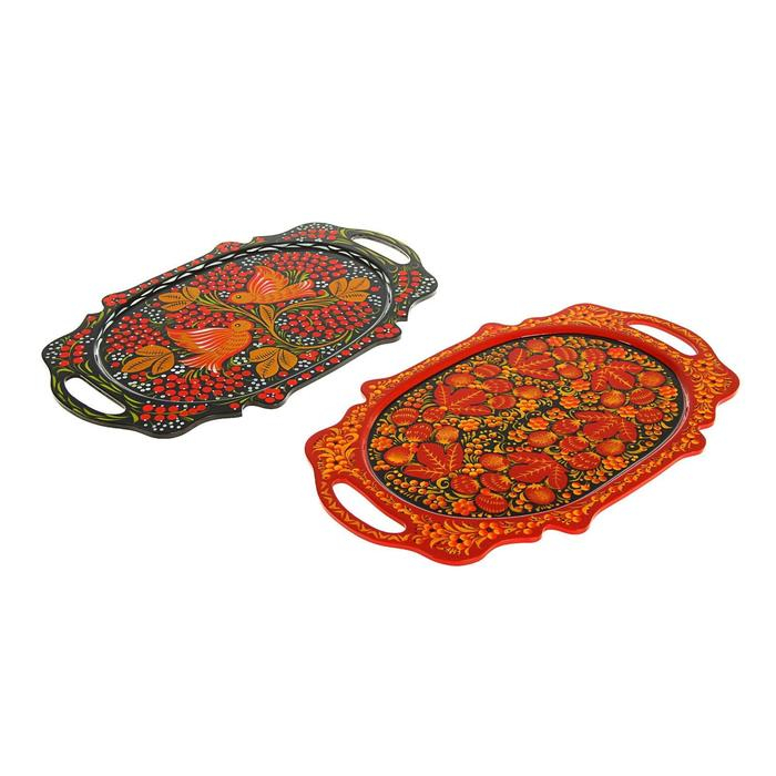 Поднос «Хохлома», средний, ручная роспись, микс Поднос «Хохлома», средний, ручная роспись, микс