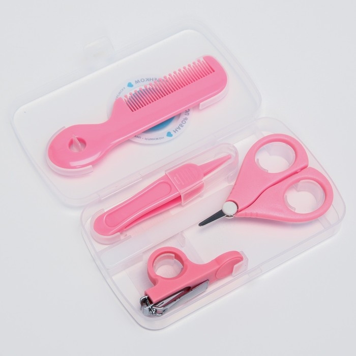 Набор по уходу за ребенком, 5 предметов (расческа, пинцет, ножницы, книпсер, пилка), цвет розовый Набор по уходу за ребенком, 5 предметов (расческа, пинцет, ножницы, книпсер, пилка), цвет розовый