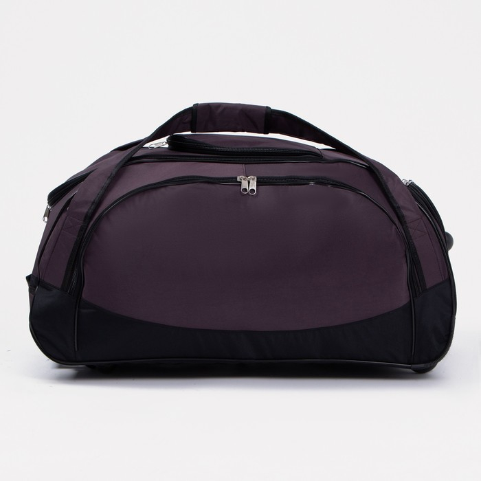 Сумка дорожная на колёсах, отдел на молнии, отдел для обуви, 3 наружных кармана, длинный ремень, цвет чёрный/коричневый Сумка дорожная на колёсах, отдел на молнии, отдел для обуви, 3 наружных кармана, длинный ремень, цвет чёрный/коричневый