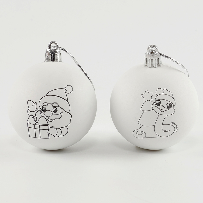 Ёлочные шары под раскраску на новый год «Ногодняя мечта. Змея», d = 5,5 см, 2 шт, новогодний набор для творчества Ёлочные шары под раскраску на новый год «Ногодняя мечта. Змея», d = 5,5 см, 2 шт, новогодний набор для творчества