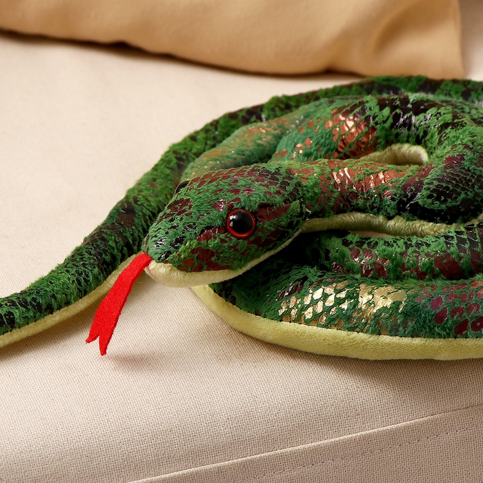 Мягкая игрушка «Змея», 98 см, цвет зелёный Мягкая игрушка «Змея», 98 см, цвет зелёный