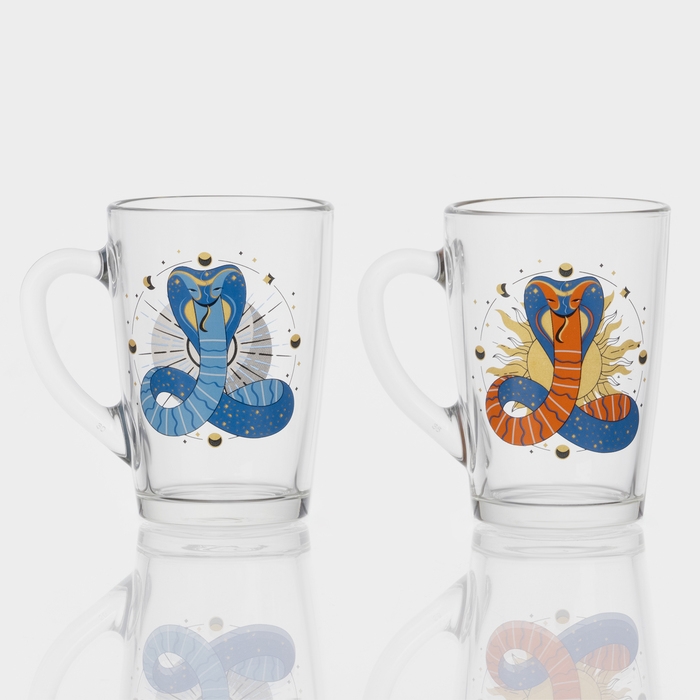 Кружка стеклянная кофейная «Мистические змеи», 300 мл, МИКС