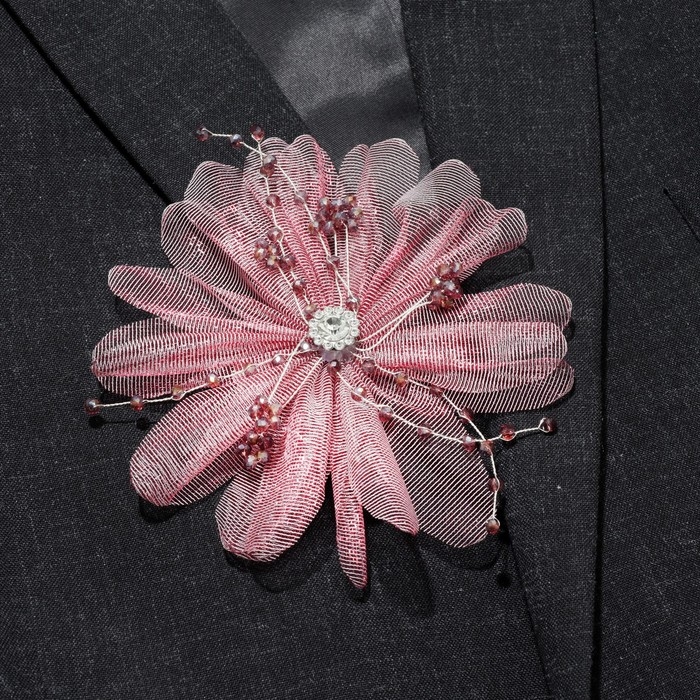 Брошь-заколка текстильная «Цветок» эхинацея, цвет бордовый Брошь-заколка текстильная «Цветок» эхинацея, цвет бордовый